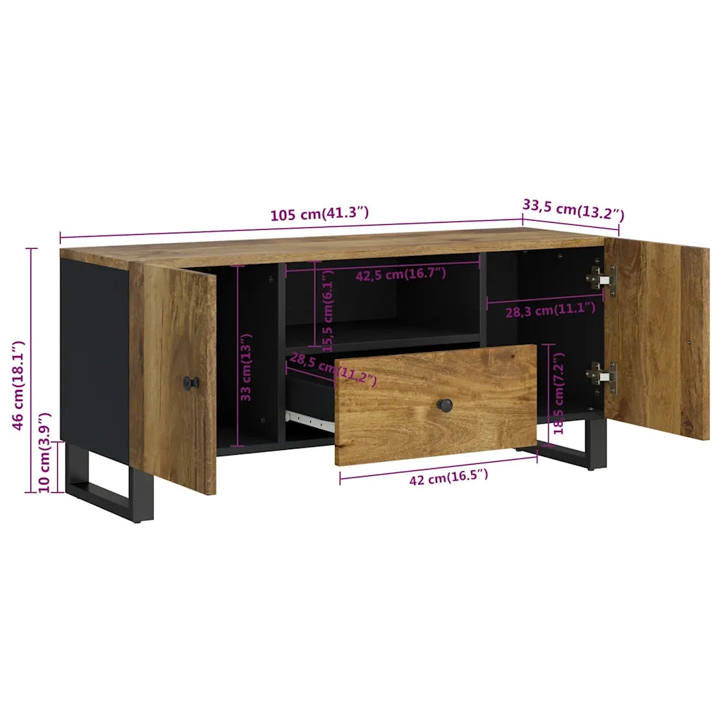 Mobile TV | Armadietto TV | Mobile Porta TV 105x33,5x46cm Legno Massello Mango Legno Multistrato