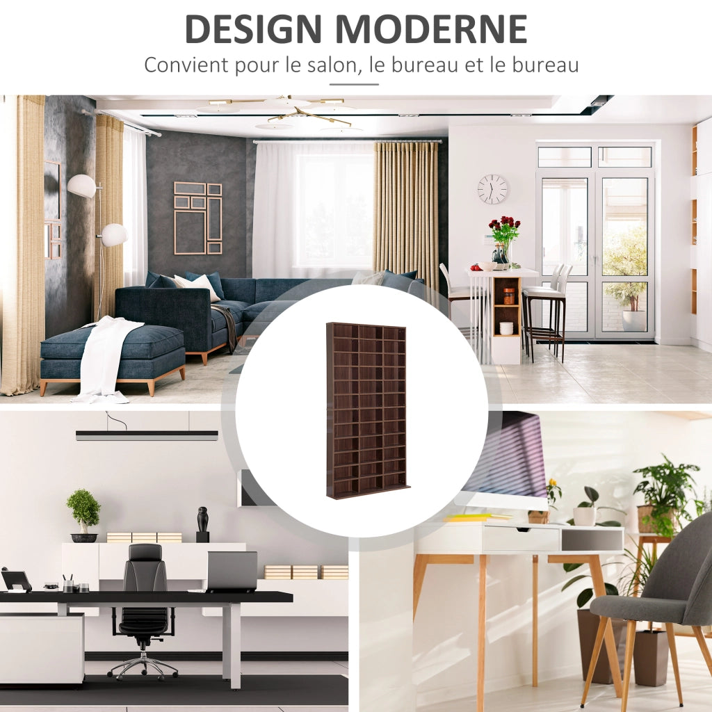 Libreria per CD e DVD con 36 scomparti ¨C zephmum ¨C marrone 102x23.5x195 cm
