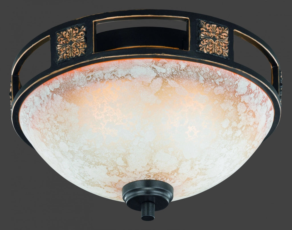 QUINTA PLAFONIERA CLASSICA RUGGINE CM33 2 LUCI ATTACCO E27