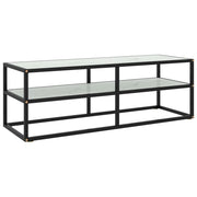 Mobile Porta TV Nero con Vetro Marmo Bianco 120x40x40 cm  cod mxl 16767