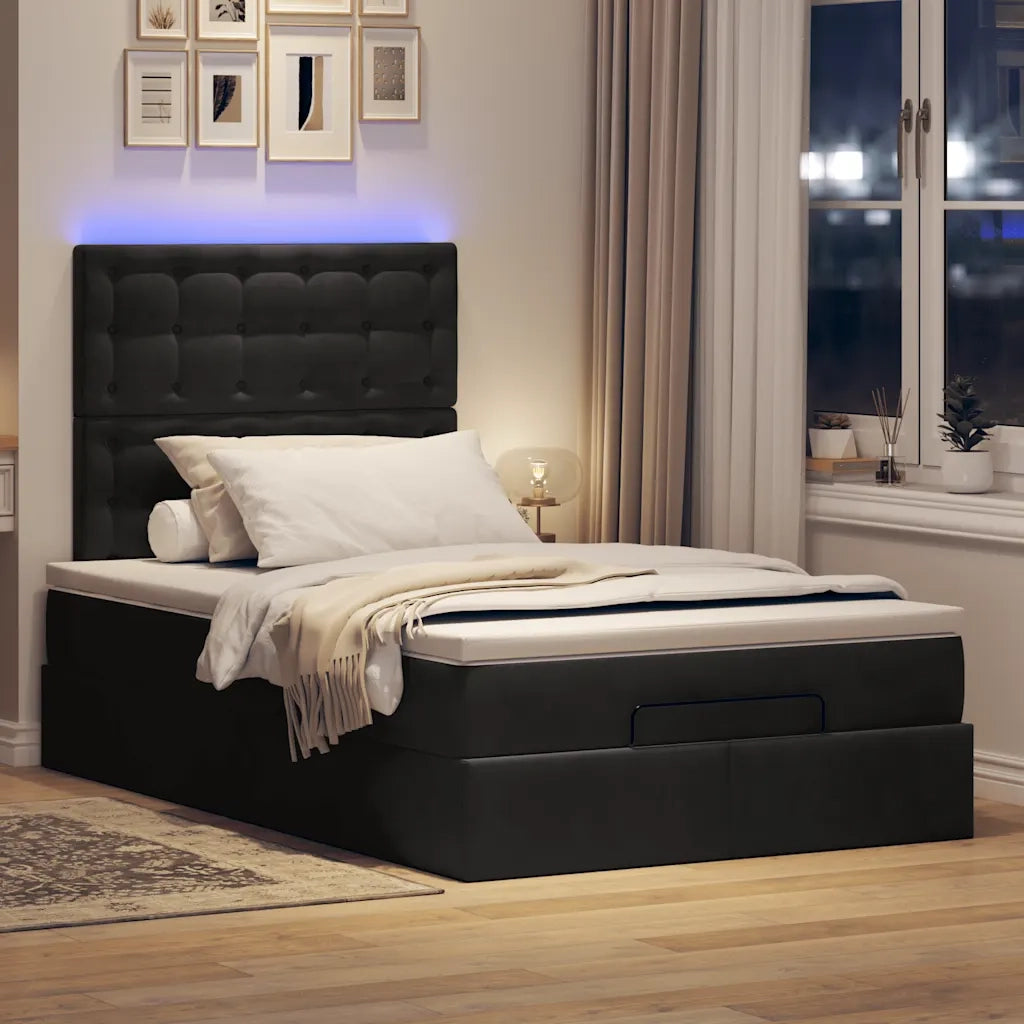 Struttura Letto Pouf con Materassi Nero 120x190 cm Velluto 3314452