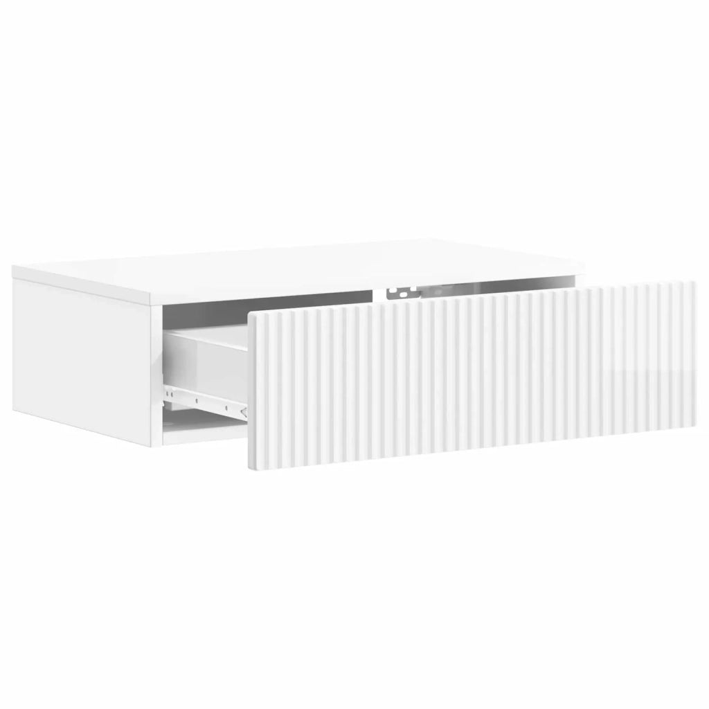 Tavolino da Parete Laterale Bianco Lucido 59 x 34,5 x 17 cm
