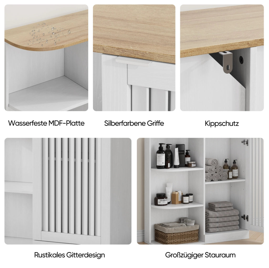 Mobile contenitore in MDF bianco e rovere 68 x 25 x 76 cm
