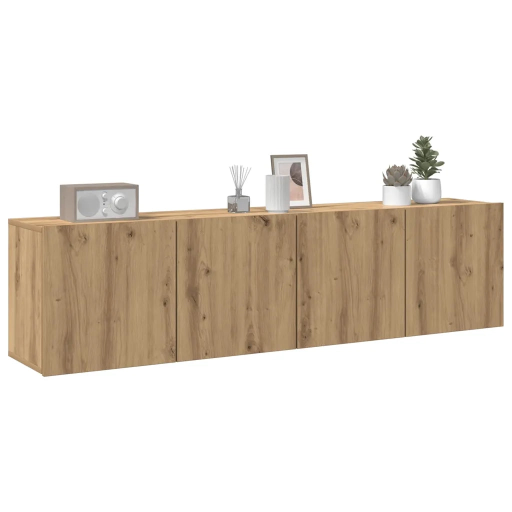 Mobili TV a Parete 2pz Rovere Artigianale 80x30x41 cm