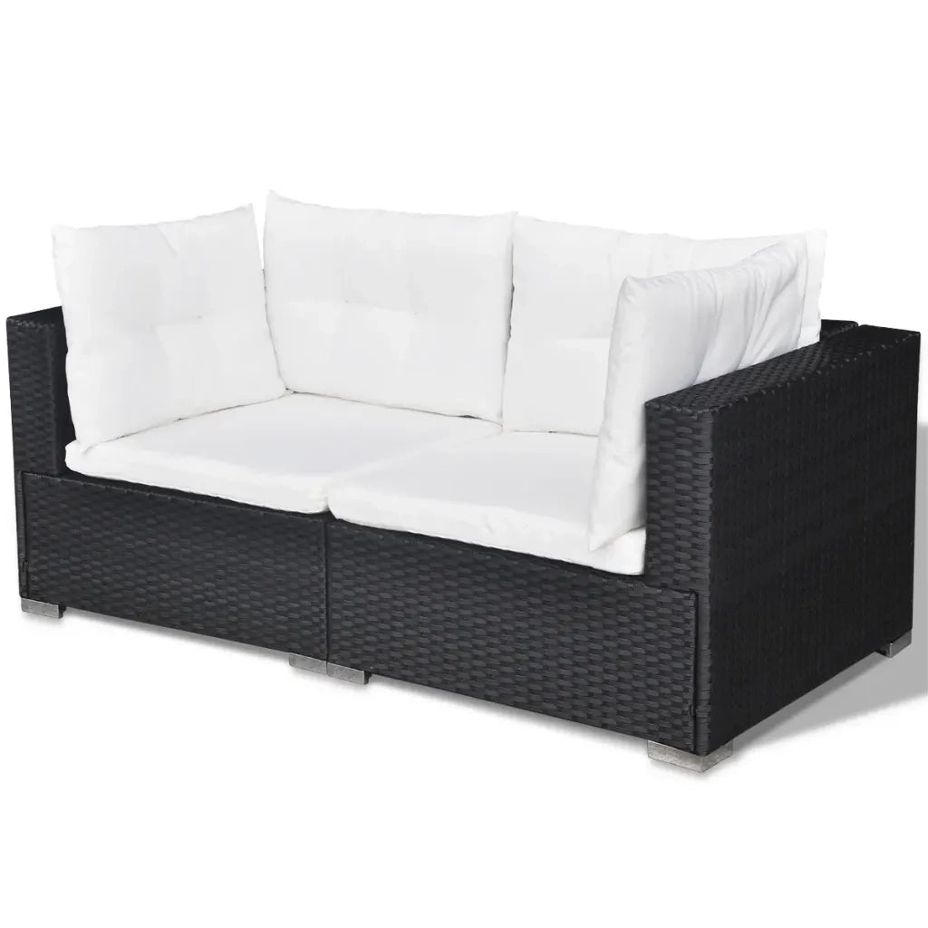 Set Divani da Giardino 5 pz con Cuscini in Polyrattan Nero 42740