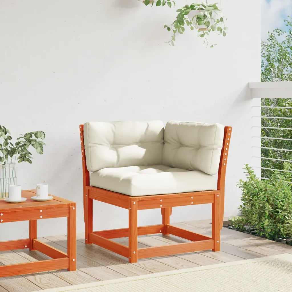 Divano Angolare Giardino Cuscini-Sofa da Giardino-Divanetto da esterno Marrone Cera 73x73x78 cm Pino