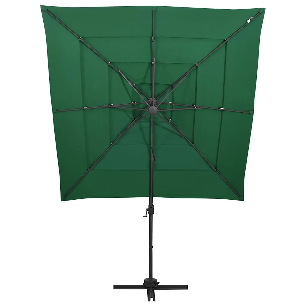 Ombrello | Parasolne a Sbalzo 4 Livelli Palo Alluminio 250x250 cm Verde