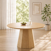Tavolo da pranzo rotondo 120 cm per 4-6 persone; stile scandinavo; MDF; rovere