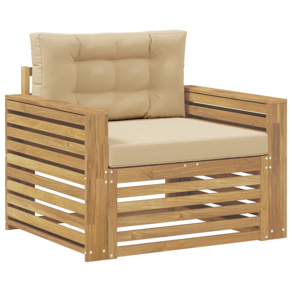 Divano da esterno-Divano da Giardino Poliestere Bianco e Beige 311910