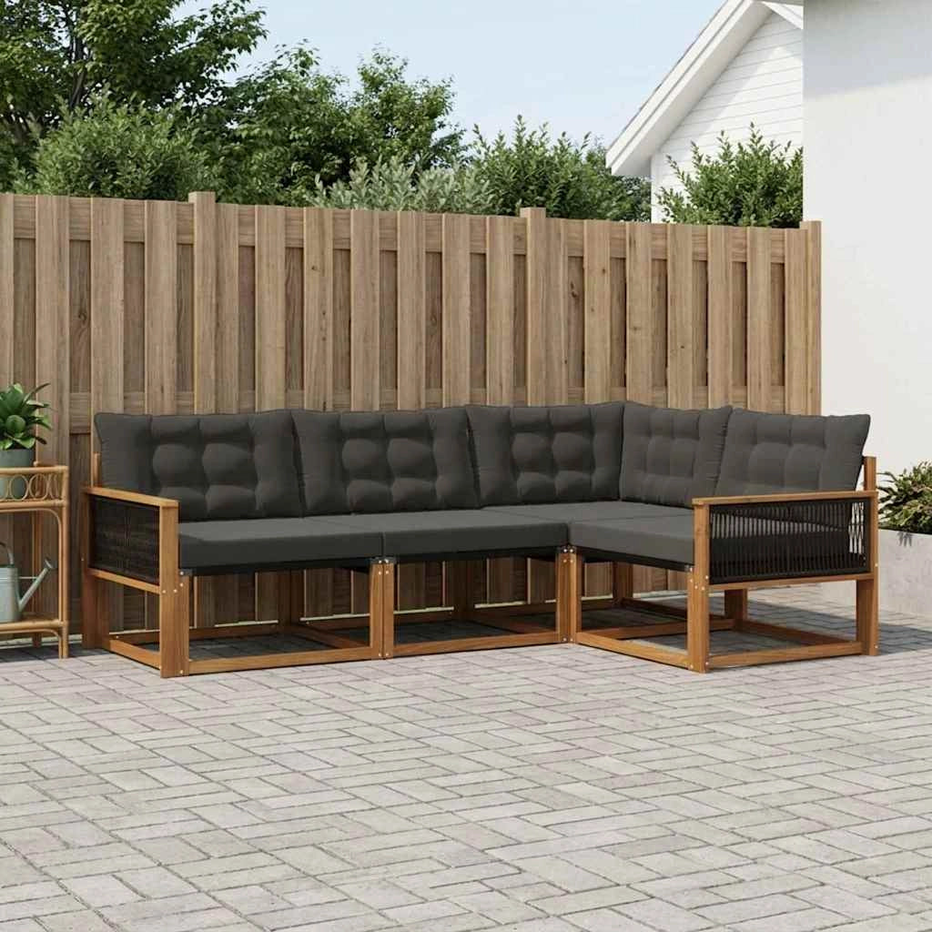 Set di divani da esterno 4 pz Naturale e Nero 3381392