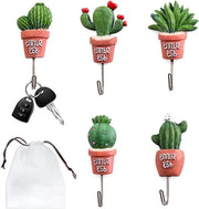 Hanger per fiori in acciaio inossidabile - Contiene borsa di stoccaggio - 5 pezzi - Ganci riciclabili adesivi - Per cucina bagno camera da letto