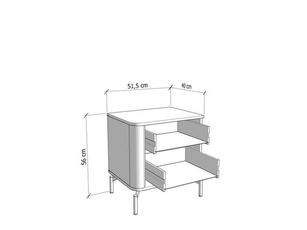 Salara, Comodino un Ripiano, 51.5x40x56h cm Bianco