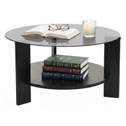 Canevino, Tavolino da Salotto Forma Rotondo, 75x75x40h cm Nero