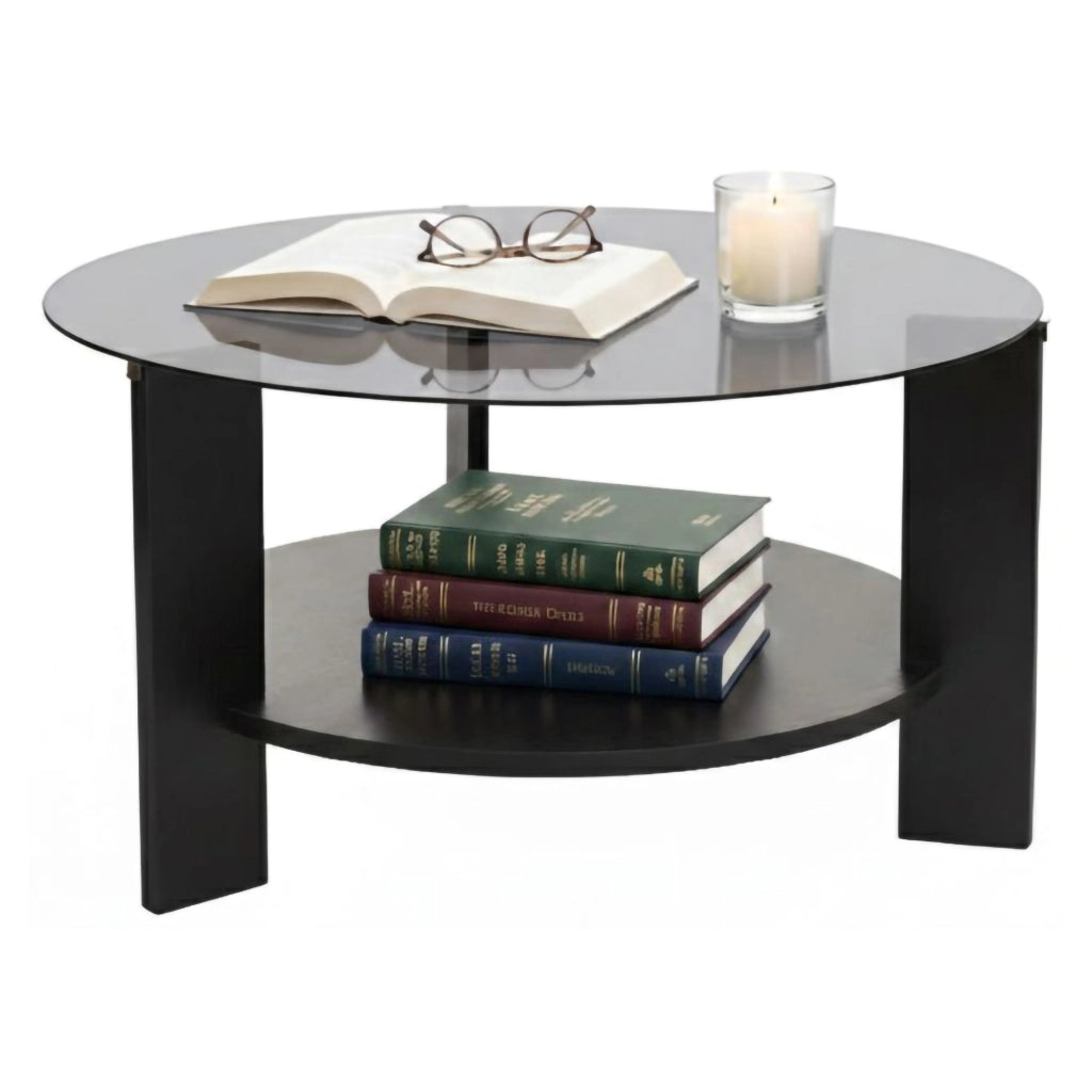 Canevino, Tavolino da Salotto Forma Rotondo, 75x75x40h cm Nero
