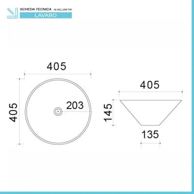 Lavabo da appoggio slim 40,5 cm sabbia in ceramica  Paras