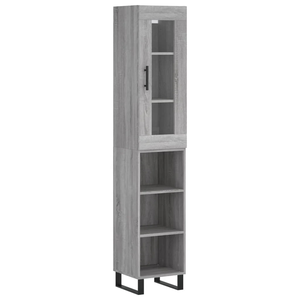 Buffet credenza cassettiera armadio mobile contenitore organizer cucina soggiorno salotto rovere Sonoma alto 34,5 x 34 x 180 cm legno ingegnerizzato grigio 02_0035299