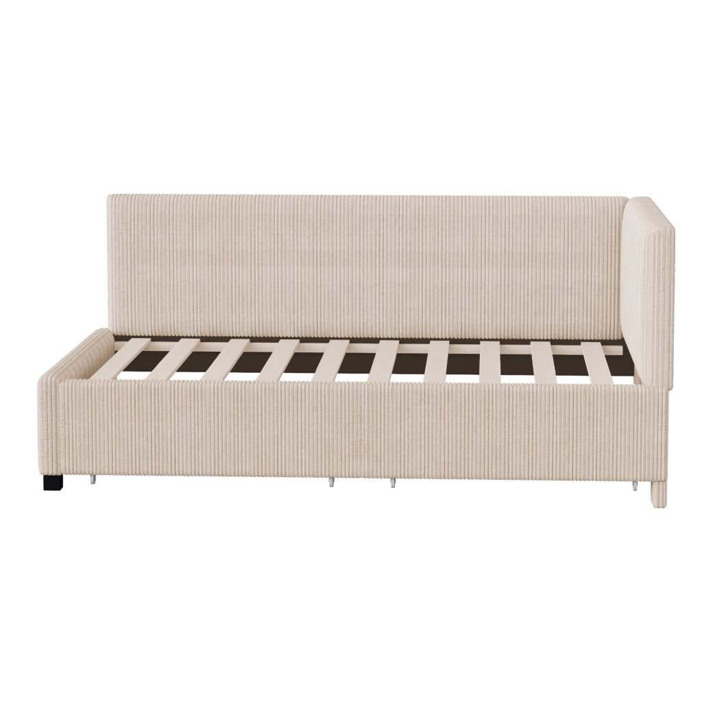 Letto poltrona con stoccaggio in velluto beige 90x200 cm