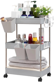 Cassa di stoccaggio a 3 livelli - multifunzionale - 1 pezzo - plastica e acciaio inossidabile - 39cm x 21.5cm x 61cm
