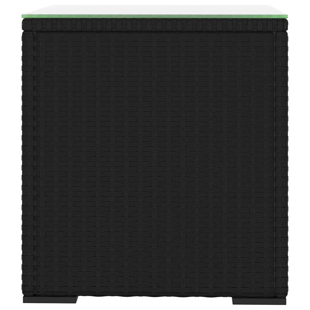 Tavolino Nero 40x37x40,5 cm Polyrattan e Vetro Temperato 319388
