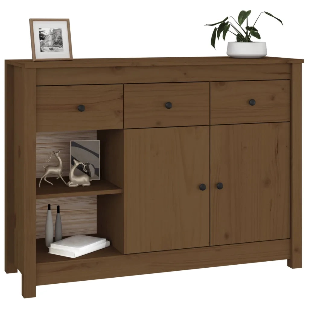 Credenza Marrone Ambrato 100x35x74 cm in Legno Massello di Pino 814557