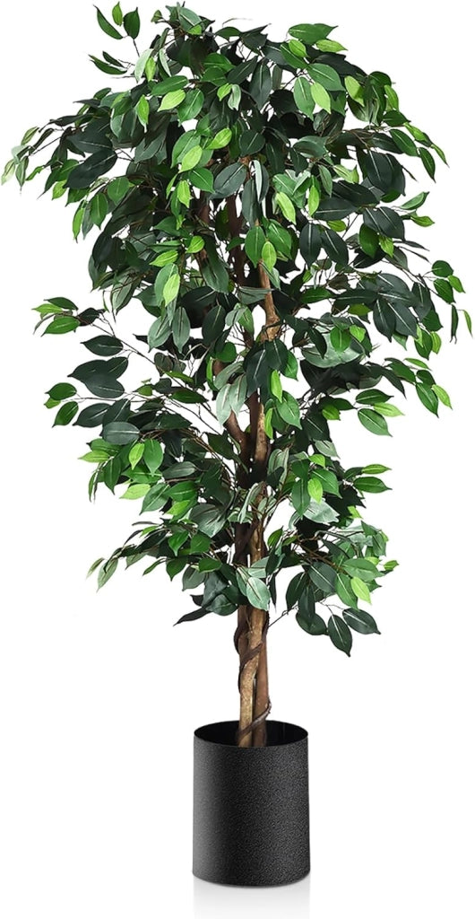 Pianta artificiale per esterni e interni, Ficus Artificiale Autentico 180 CM, 1008 Foglie, Grande Albero Artificiale, Decorazione Casa, Camera, Ufficio, Giardino