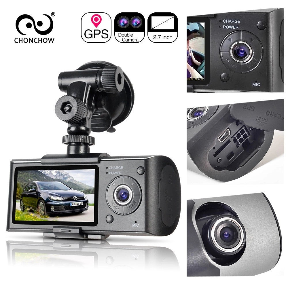 Trade Shop - Dvr Per Veicoli Auto Con Doppia Camera Frontale E Posteriore Con Sensore Gps -
