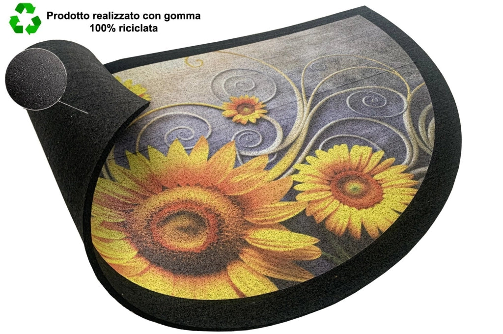Zerbino Gomma Sostenibile 40X70 Antiscivolo Ingresso Interno Esterno Moderno Semiluna Dis.ME