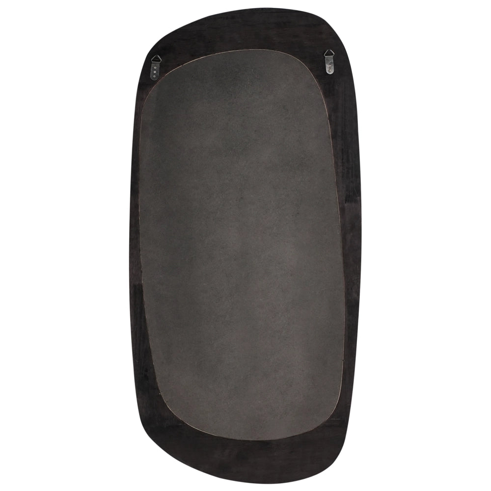 Specchio da parete in legno di gomma marrone 120 x 57 cm Appeso decorativo in stile retrò Asimmetrico