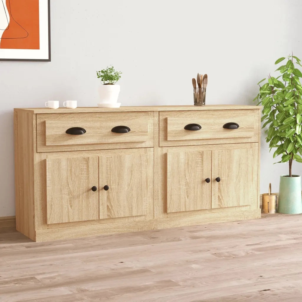 Credenze 2 pz | Madia | Buffet da pranzo | Armadio da pranzo Rovere Sonoma in Legno Multistrato