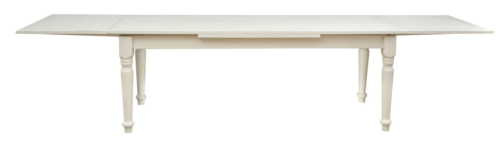 Biscottini Tavolo Country allungabile in legno massello di tiglio finitura bianca anticata L220xPR100xH80 cm. Made in Italy