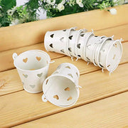 Trade Shop - 24 X Secchielli Bianchi Con Cuori In Latta Verniciata Portaconfetti Bomboniera -