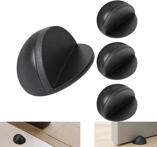 4 x Stopper per Porta in Acciaio Inox - Rallentatore di Suono - Senza Foratura (45 x 5 x 26MM)