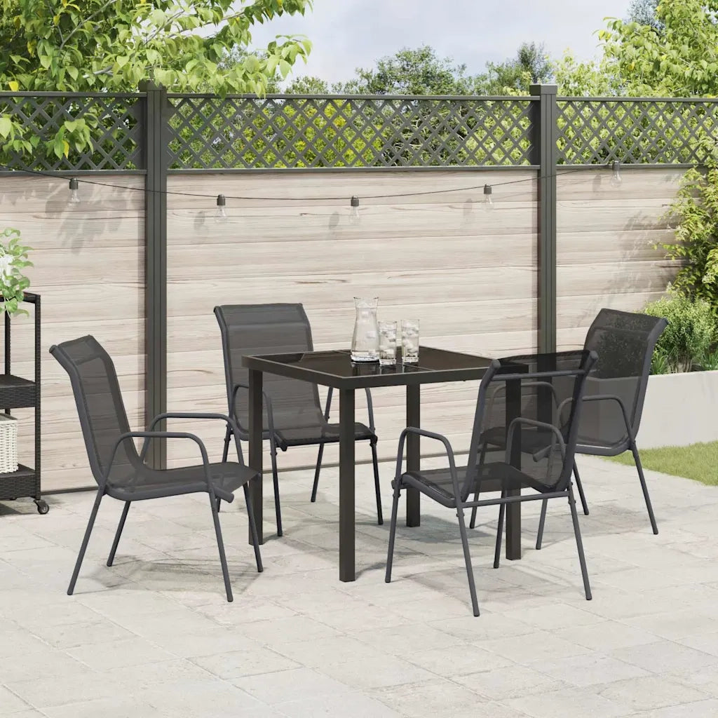 Set da Pranzo per Giardino 5 pcs Nero