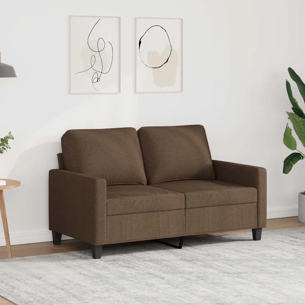 Divano a 2 Posti Marrone 120 cm in Tessuto 359158