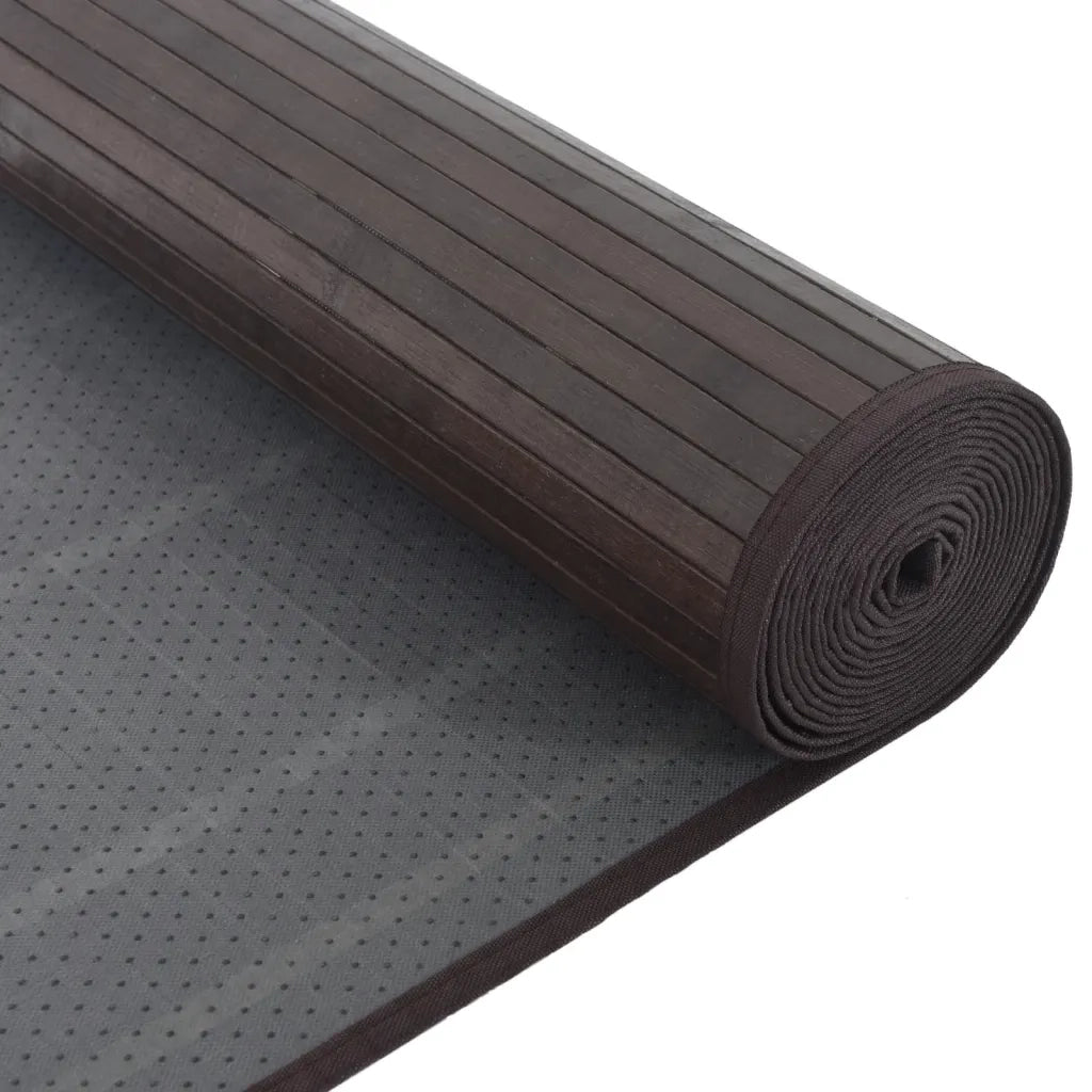 Tappeto Rettangolare Marrone Scuro 80x100 cm in Bambù 376905