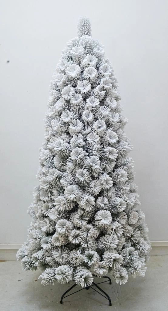 Albero di natale innevato cortina new top slim h.180 apertura ad ombrello in pvc+needle