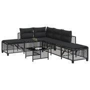 Set Divani ad Angolo 3 pz con Cuscini in Polyrattan Nero 365444