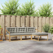 Set di divani da esterno 4 pz Bianco e Grigio Chiaro Poliestere 3386285