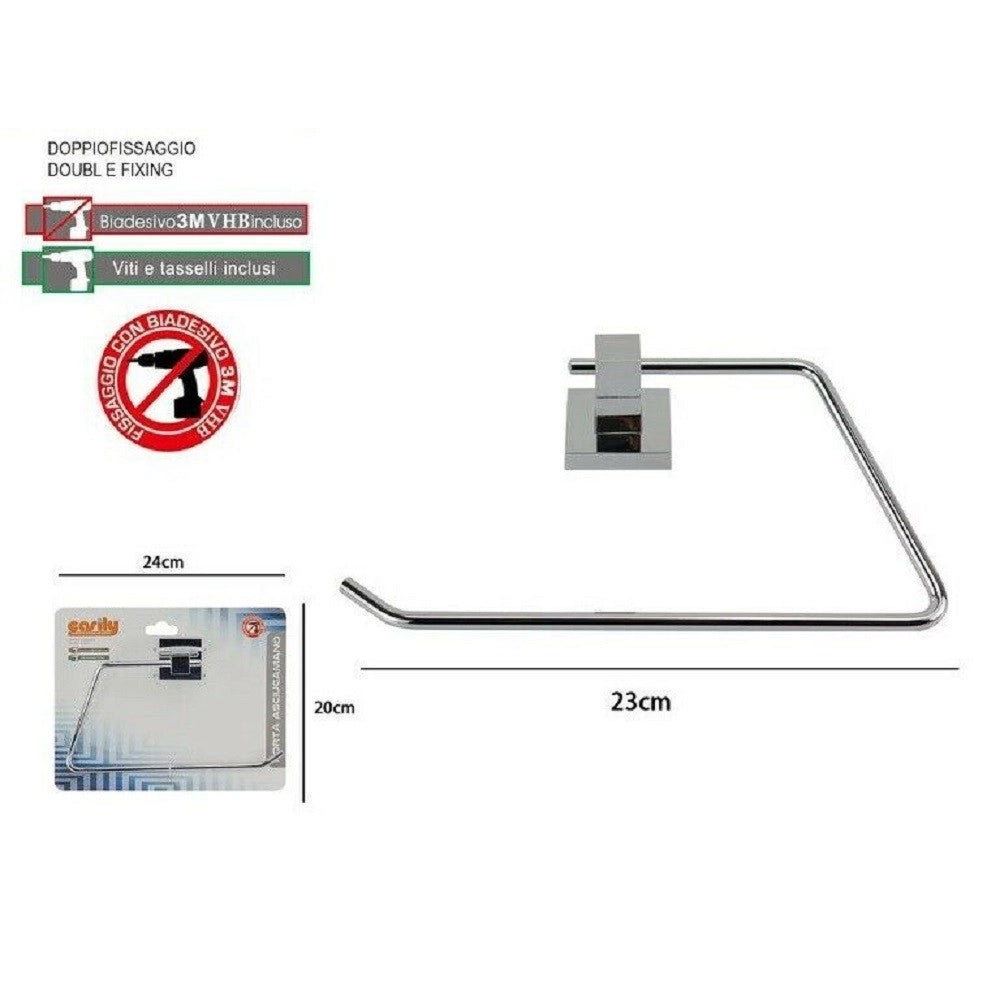 Trade Shop - Porta Asciugamano Asciugamani Doppio Fissaggio A Parete Bagno Square 23cm 59182 -