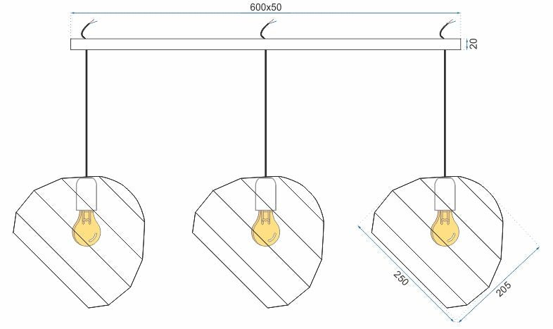 Lampada Da Soffitto Pensile Triangolare APP383-3CPR