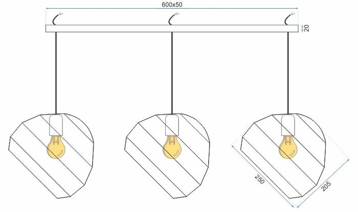 Lampada Da Soffitto Pensile Triangolare APP383-3CPR