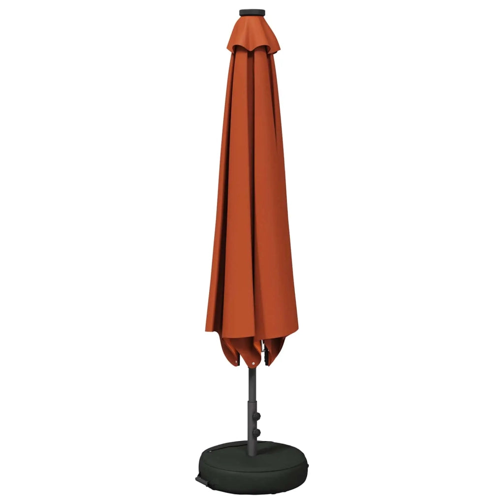 Ombrellone da giardino-Parasol da giardino con luci LED e base 300 x 300 cm Poliestere 645871