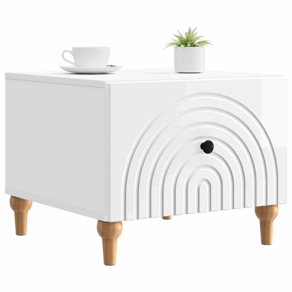 Tavolino da salotto con cassetto Bianco Lucido 49 x 50 x 40 cm 894279