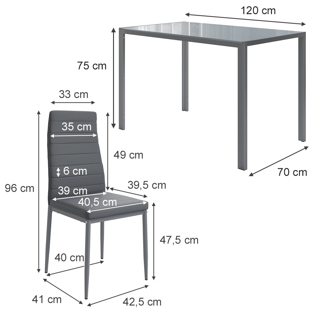 Vicco Set di tavoli da pranzo Grigio 120 x 75 cm Set di 4