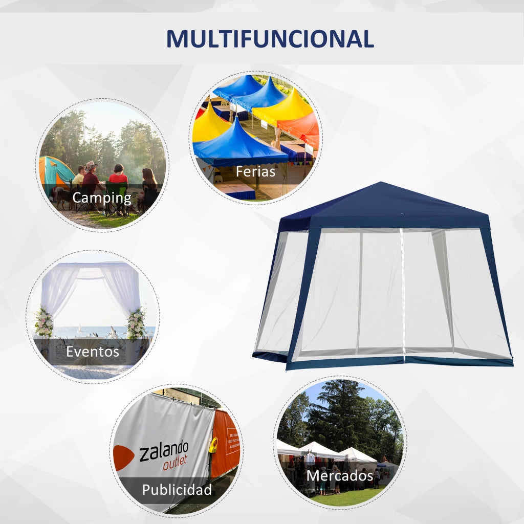 Carpa da giardino 3x3 m con zanzariera ¨C Minimal ¨C Blu 300x300x240 cm