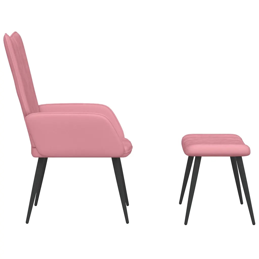 Poltrona Relax con Poggiapiedi Rosa in Velluto cod mxl 17643