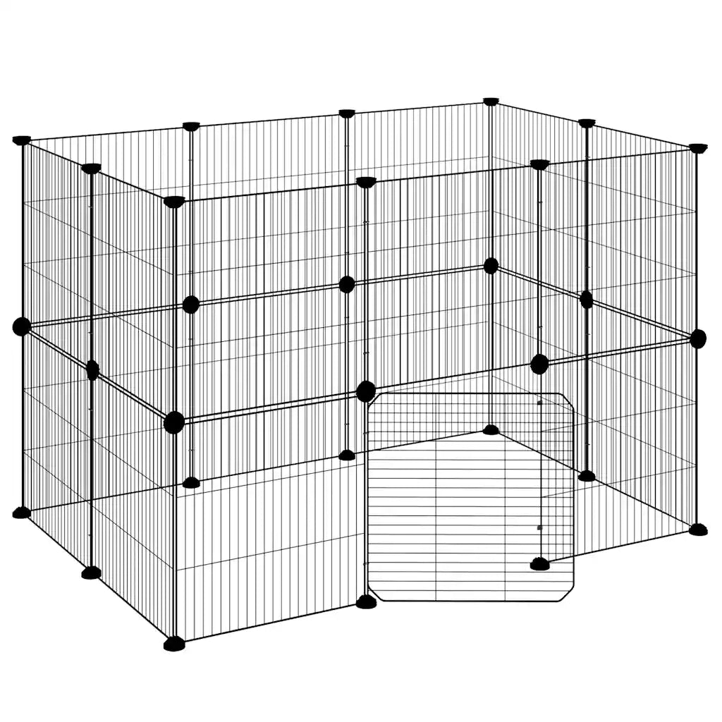 Gabbia per Animali 20 Pannelli con Porta Nera 35x35 cm Acciaio cod mxl 53888
