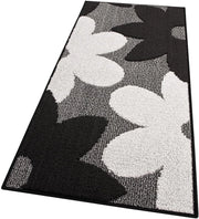 Tappeto Cucina 3D Fiore 57x40 cm Tridimensionale Morbido Moderno Passatoia Antiscivolo Nero