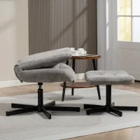 Poltrona Reclinabile su 4 Livelli Effetto Velluto con Poggiapiedi Indipendente, 66x80x93-104 cm, Grigio