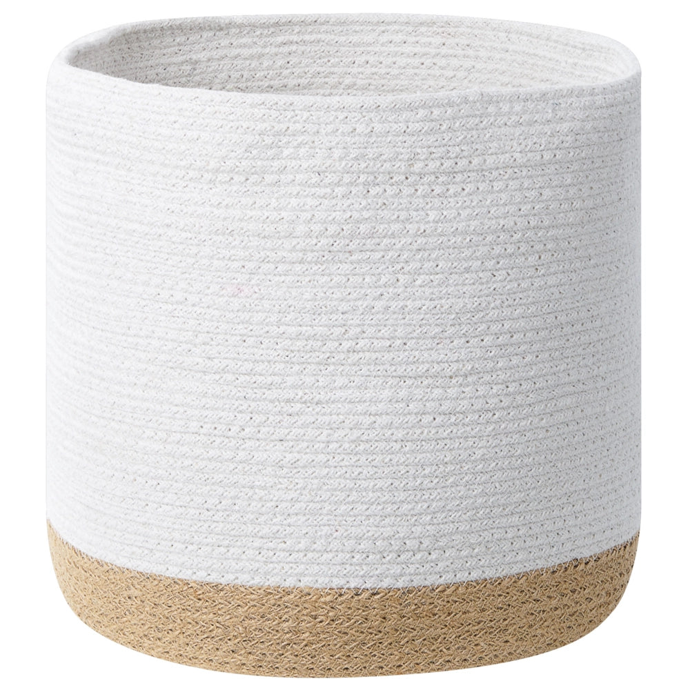 Set di 3 cestini portaoggetti in cotone iuta bianco e naturale portabiancheria Boho